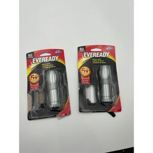 Eveready 80 Lumens Metal LED Flashlight 2 Pack Silver Handheld Torch Lanyard
